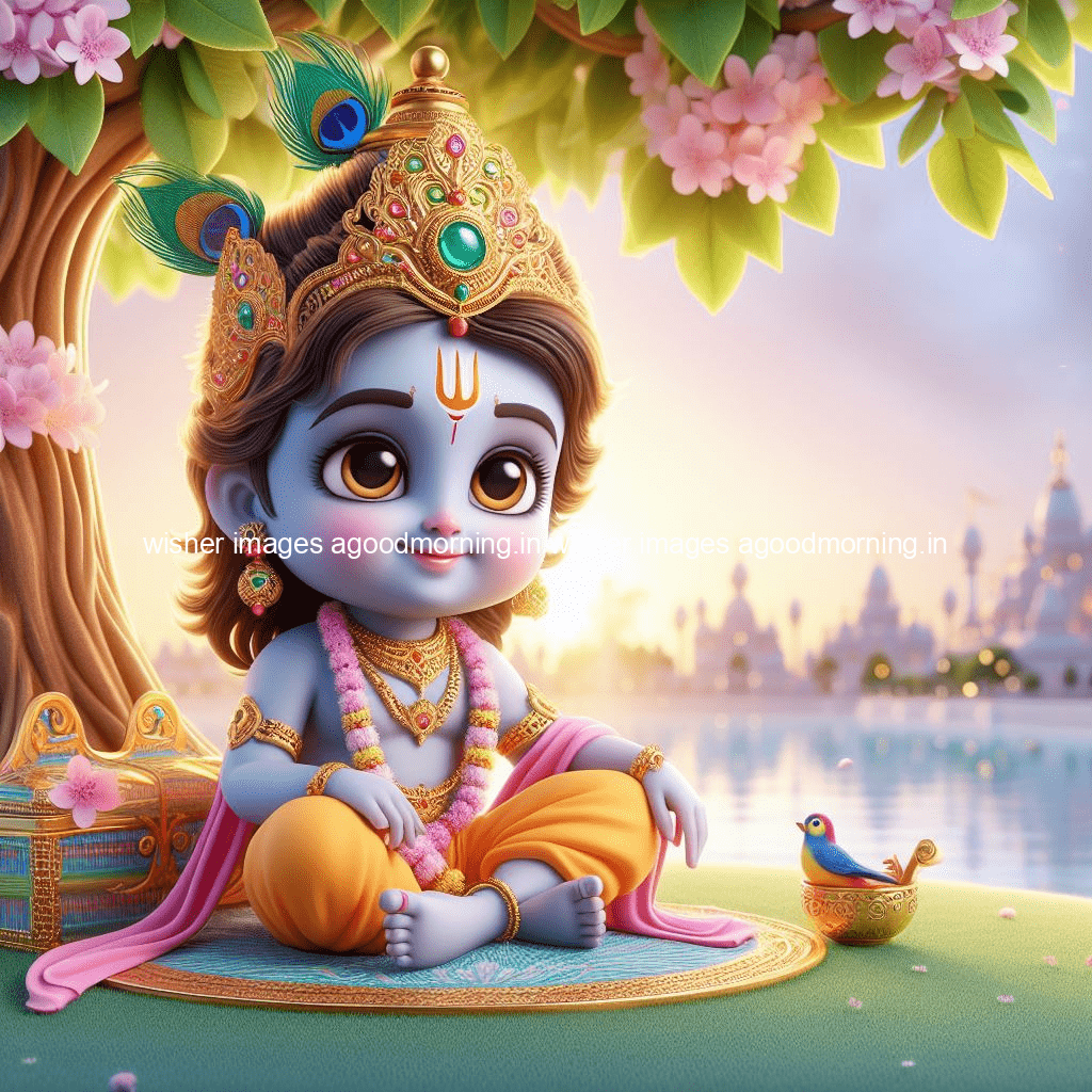 kanha ji ki picture kanha ji hs wallpaper with beautiful background with full garden and blue and green background ()