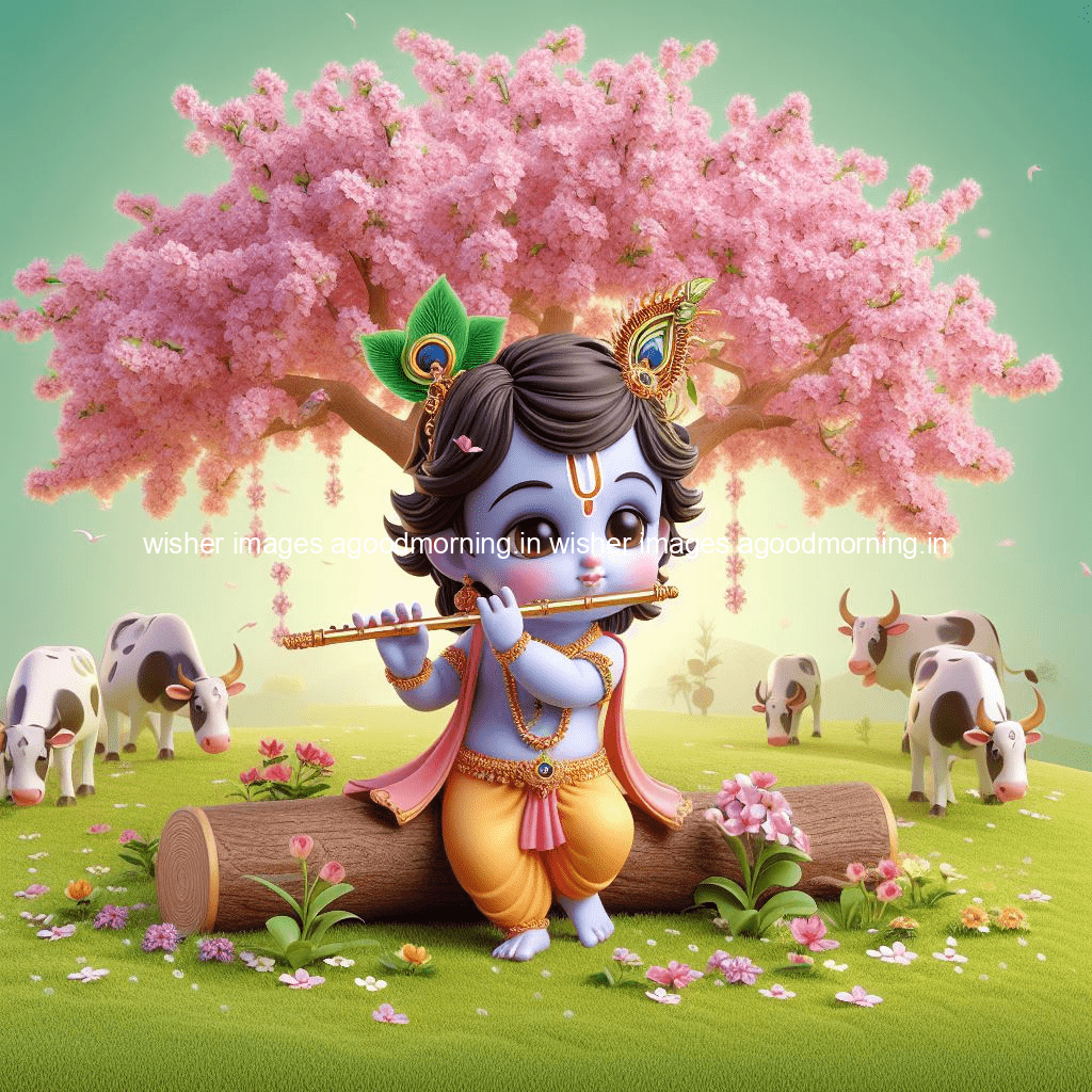 kanha ji ki picture kanha ji hs wallpaper with beautiful background with full garden and blue and green background ()