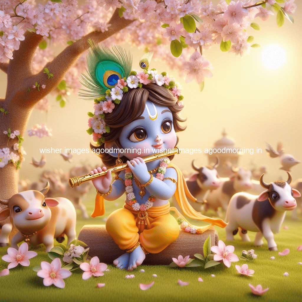 kanha ji ki picture kanha ji hs wallpaper with beautiful background with full garden and blue and green background ()