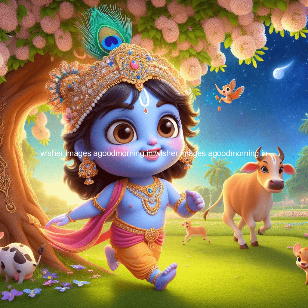 kanha ji ki picture kanha ji hs wallpaper with beautiful background with full garden and blue and green background ()