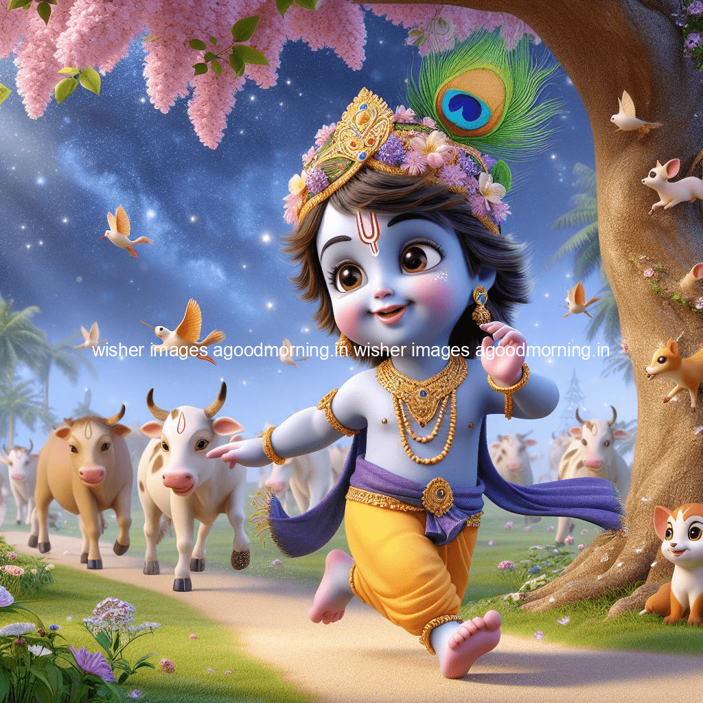 kanha ji ki picture kanha ji hs wallpaper with beautiful background with full garden and blue and green background ()