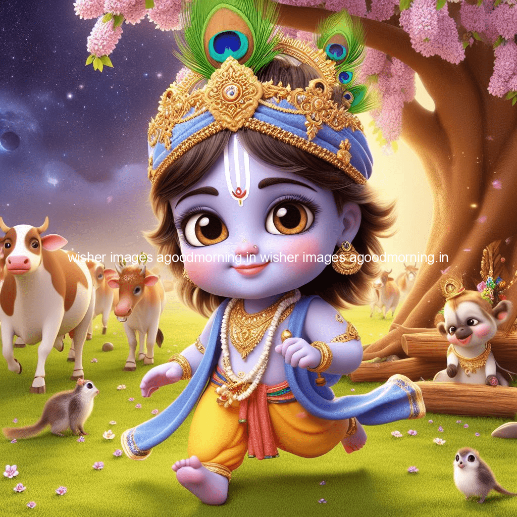 kanha ji ki picture kanha ji hs wallpaper with beautiful background with full garden and blue and green background ()