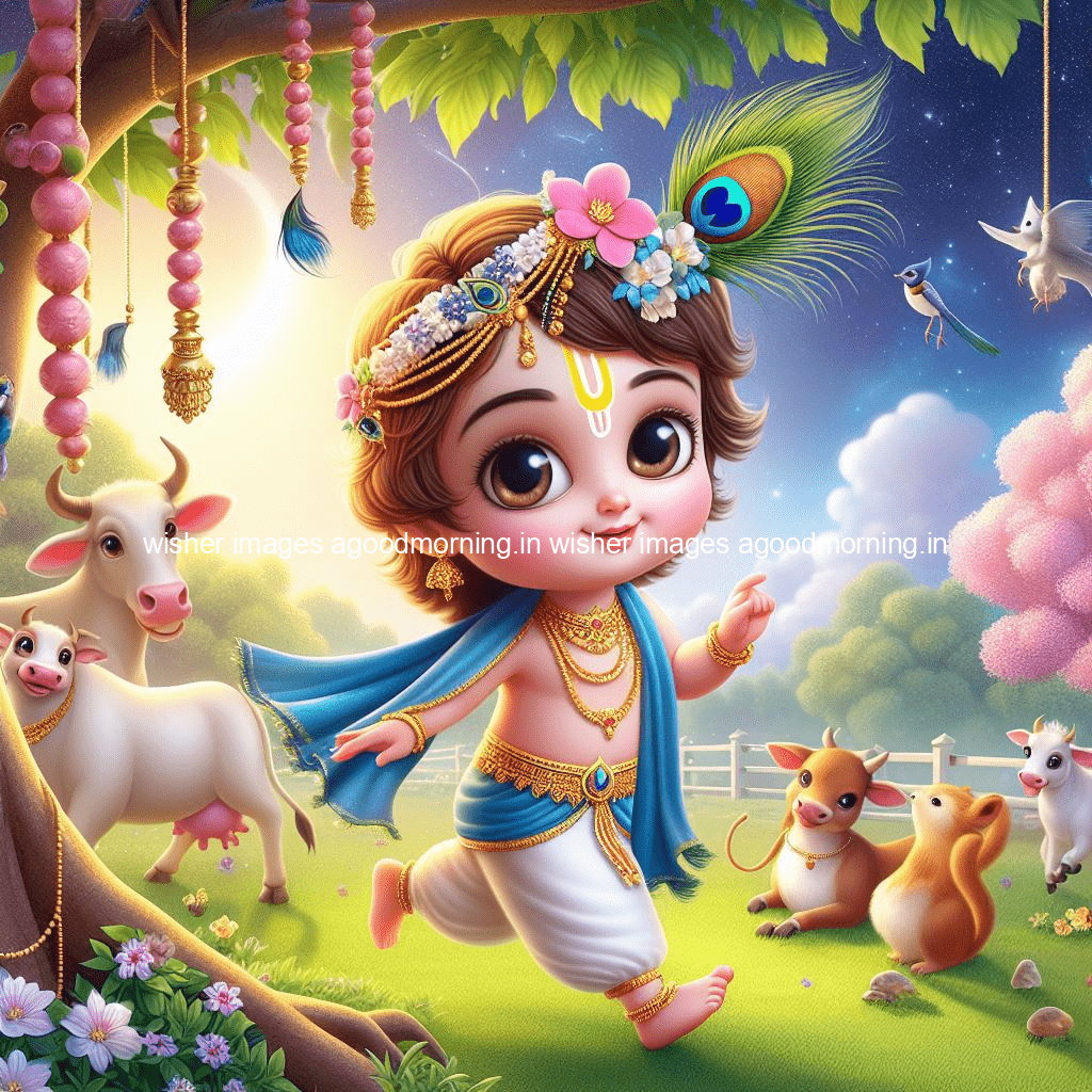 kanha ji ki picture kanha ji hs wallpaper with beautiful background with full garden and blue and green background ()