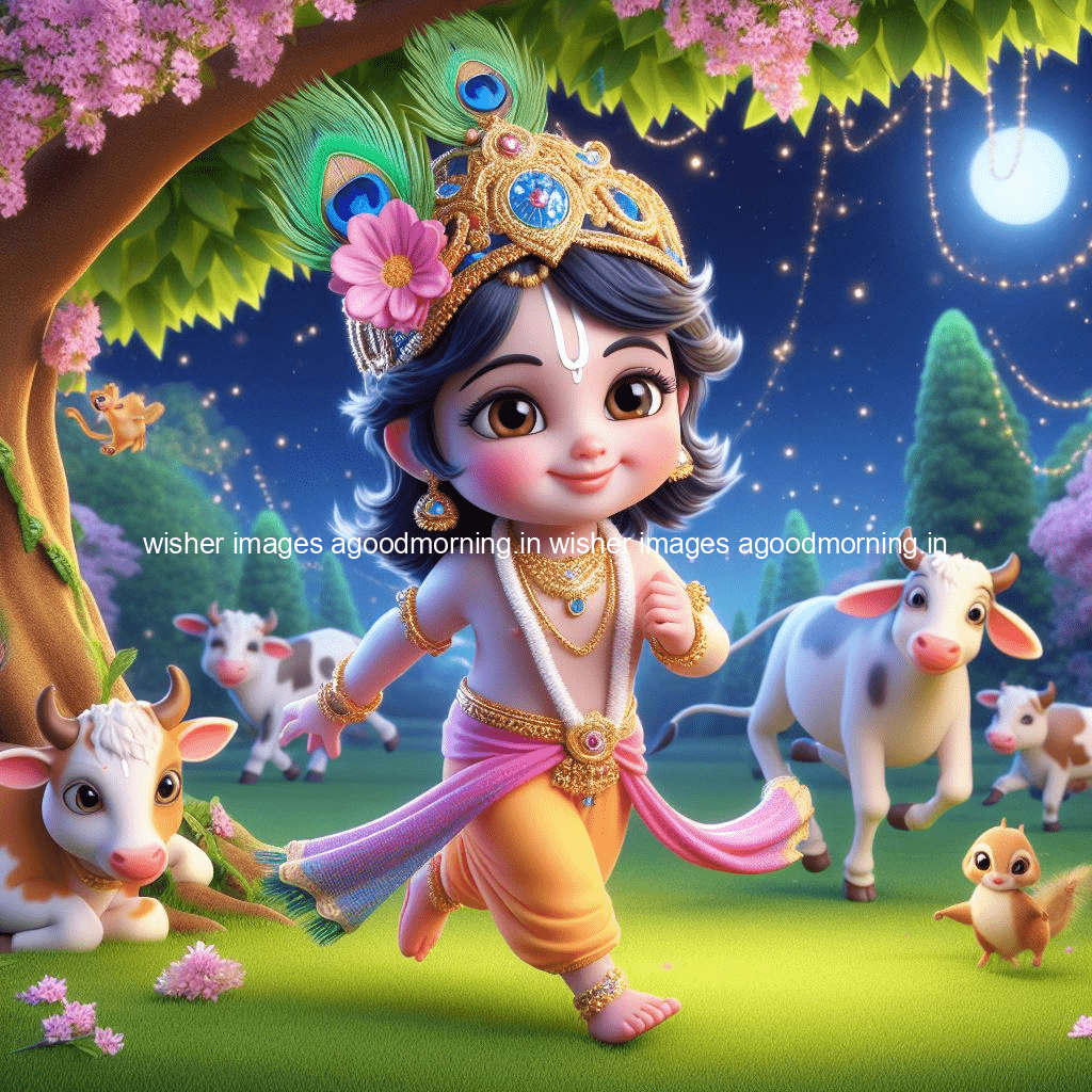 kanha ji ki picture kanha ji hs wallpaper with beautiful background with full garden and blue and green background ()