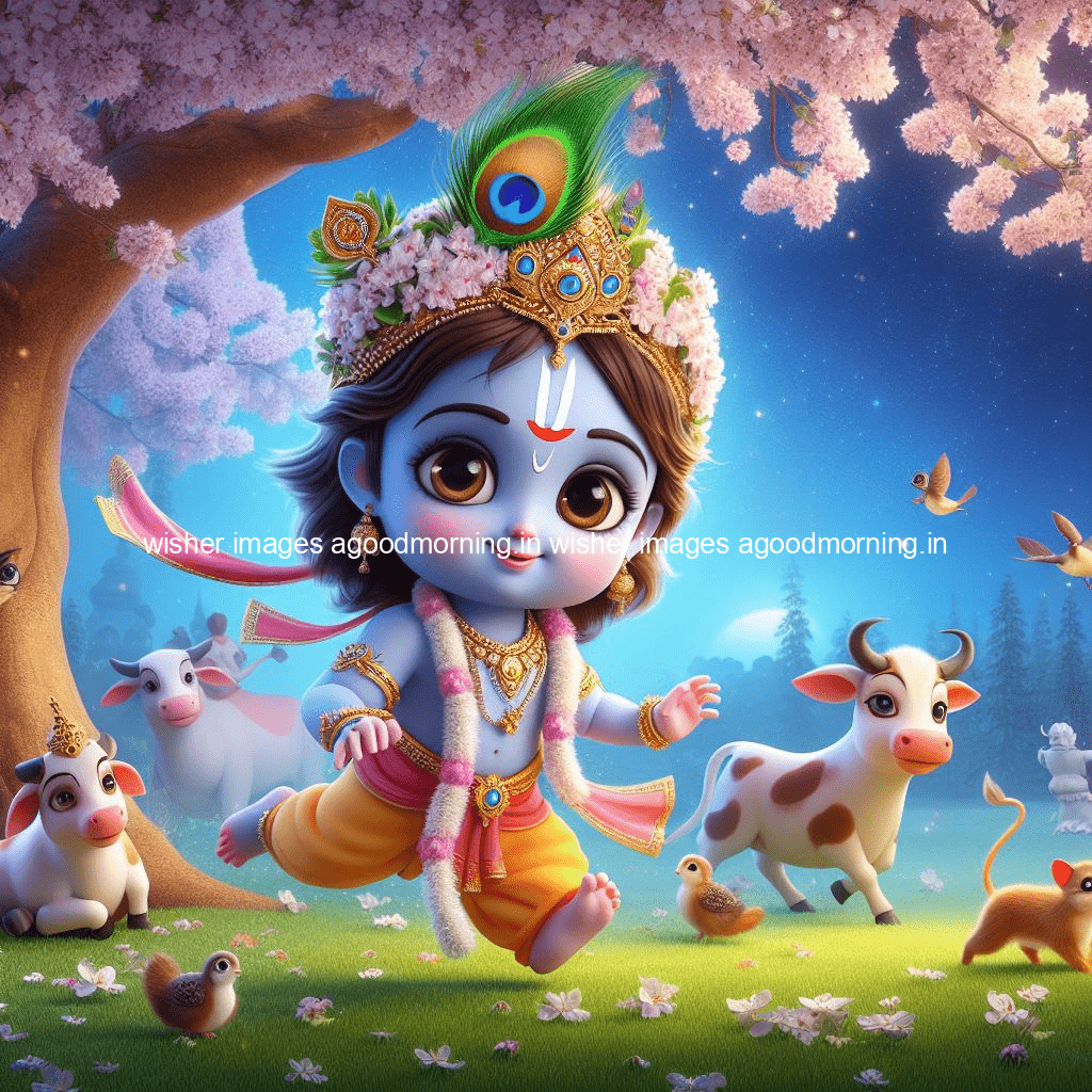 kanha ji ki picture kanha ji hs wallpaper with beautiful background with full garden and blue and green background ()