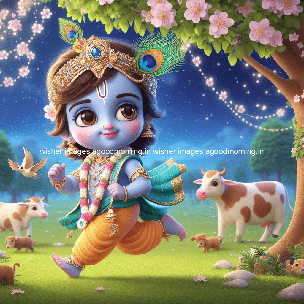 kanha ji ki picture kanha ji hs wallpaper with beautiful background with full garden and blue and green background ()