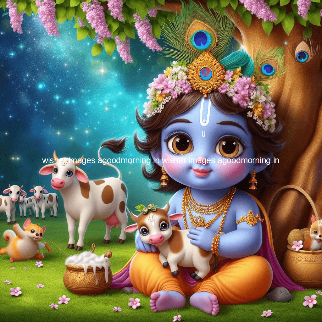 kanha ji ki picture kanha ji hs wallpaper with beautiful background with full garden and blue and green background ()