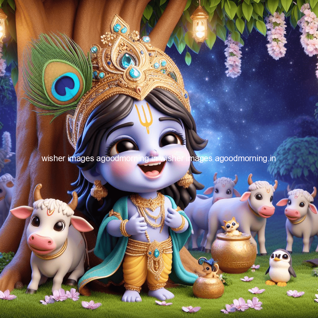 kanha ji ki picture kanha ji hs wallpaper with beautiful background with full garden and blue and green background ()