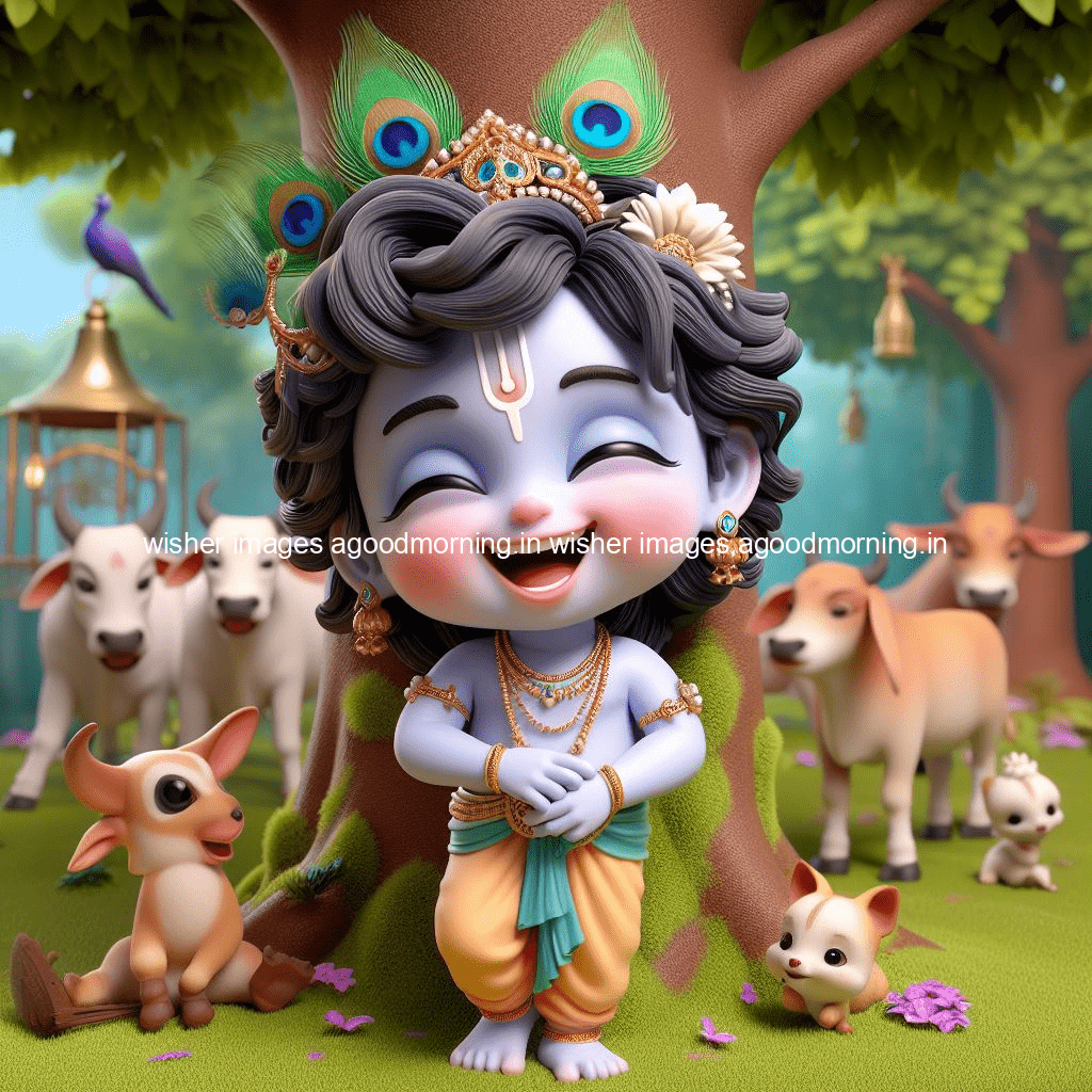 kanha ji ki picture kanha ji hs wallpaper with beautiful background with full garden and blue and green background ()