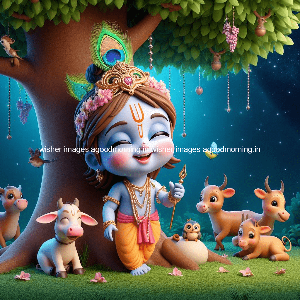 kanha ji ki picture kanha ji hs wallpaper with beautiful background with full garden and blue and green background ()