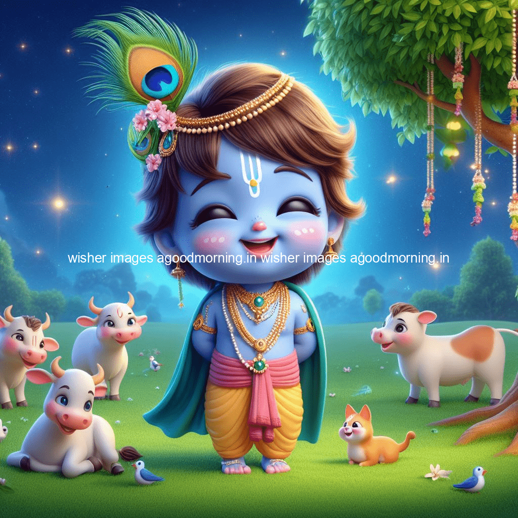 kanha ji ki picture kanha ji hs wallpaper with beautiful background with full garden and blue and green background ()