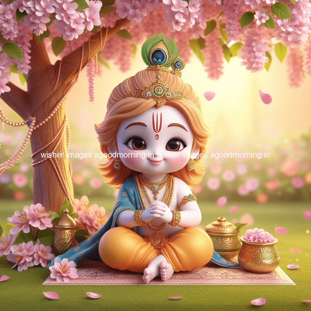 kanha ji ki picture kanha ji hs wallpaper with beautiful background with full garden and blue and green background ()