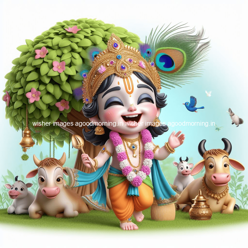 kanha ji ki picture kanha ji hs wallpaper with beautiful background with full garden and blue and green background ()