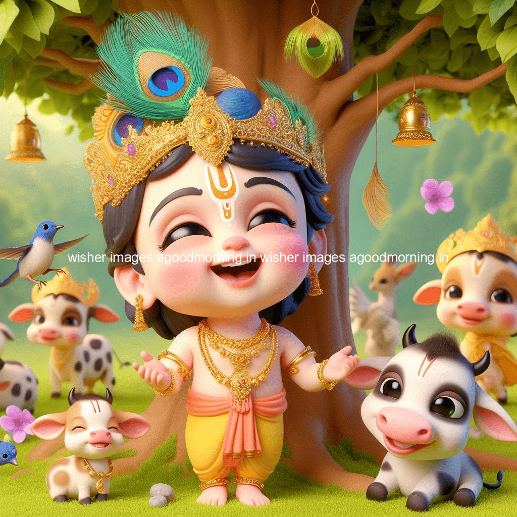 kanha ji ki picture kanha ji hs wallpaper with beautiful background with full garden and blue and green background ()