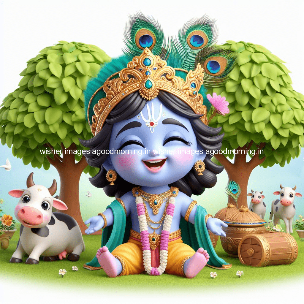 kanha ji ki picture kanha ji hs wallpaper with beautiful background with full garden and blue and green background ()