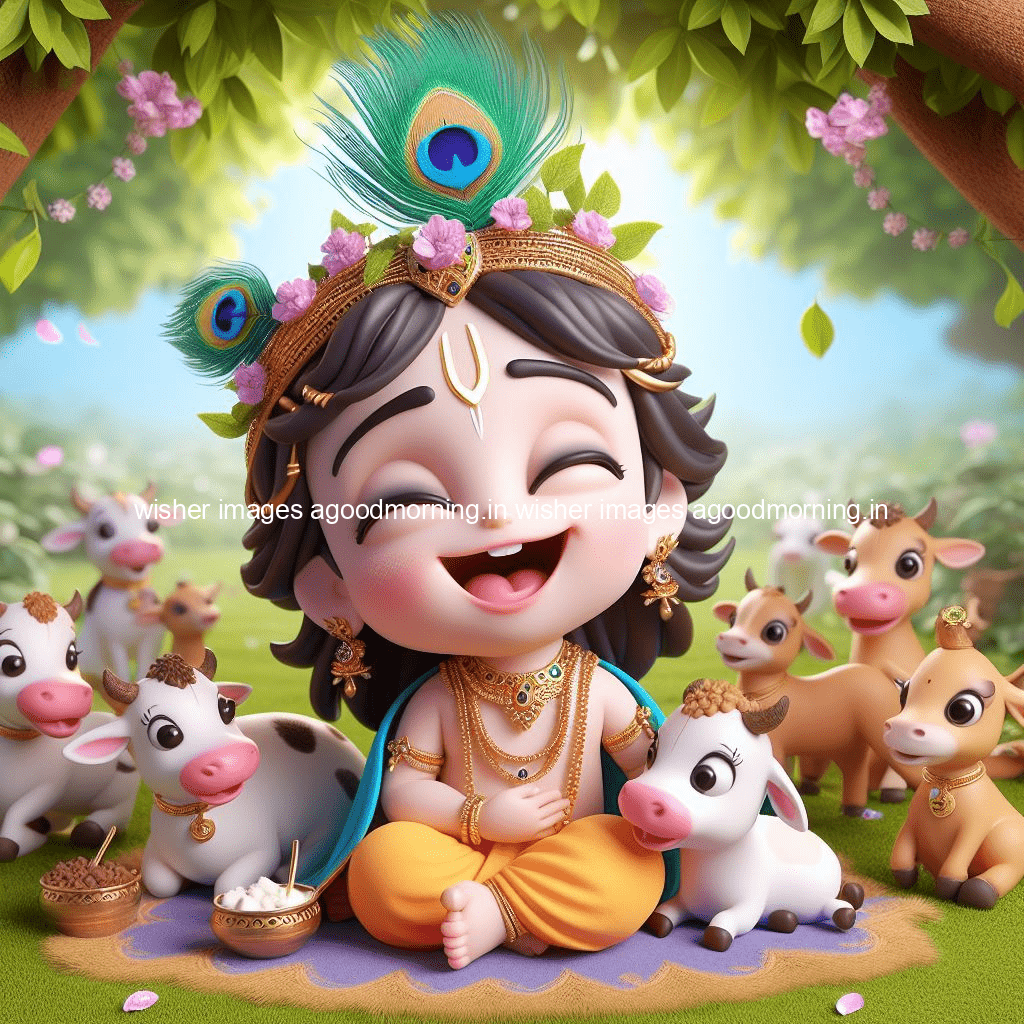 kanha ji ki picture kanha ji hs wallpaper with beautiful background with full garden and blue and green background ()