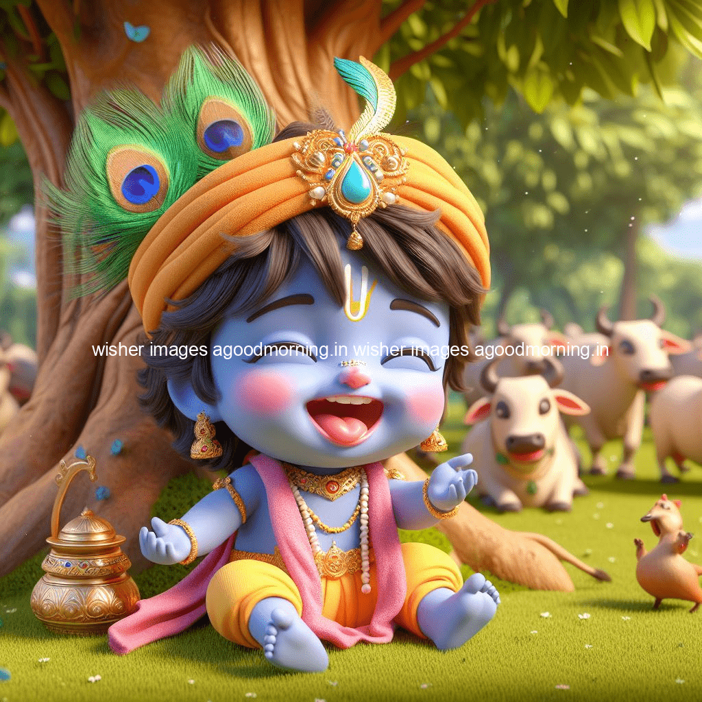 kanha ji ki picture kanha ji hs wallpaper with beautiful background with full garden and blue and green background ()