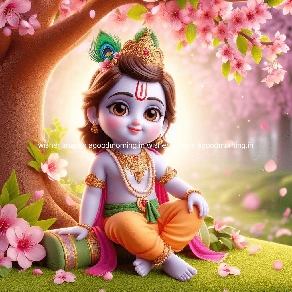 kanha ji ki picture kanha ji hs wallpaper with beautiful background with full garden and blue and green background ()