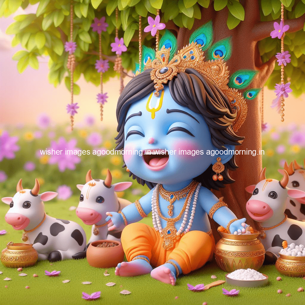 kanha ji ki picture kanha ji hs wallpaper with beautiful background with full garden and blue and green background ()