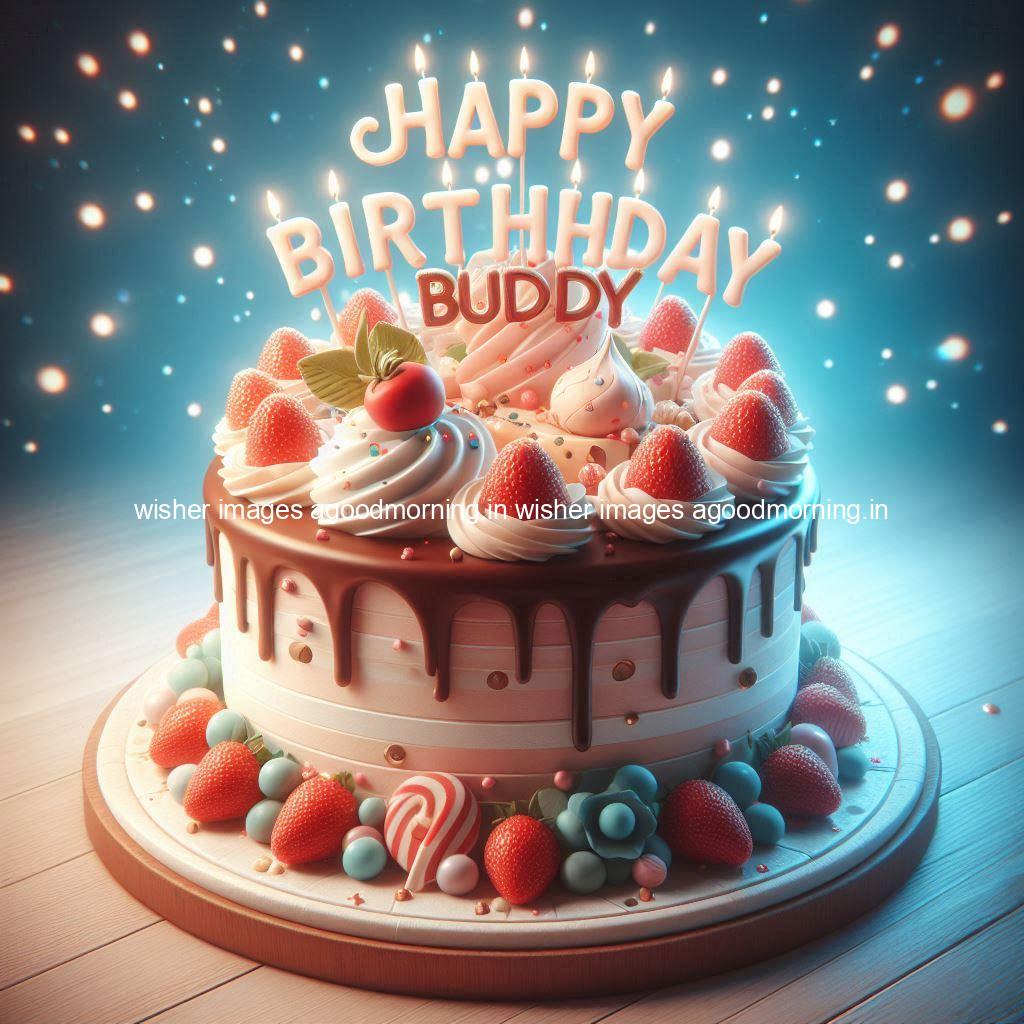 happy birthday name happy birthday buddy beautiful background with cakes ()