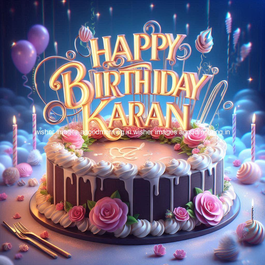 happy birthday name happy birthday karan beautiful background with cakes ()