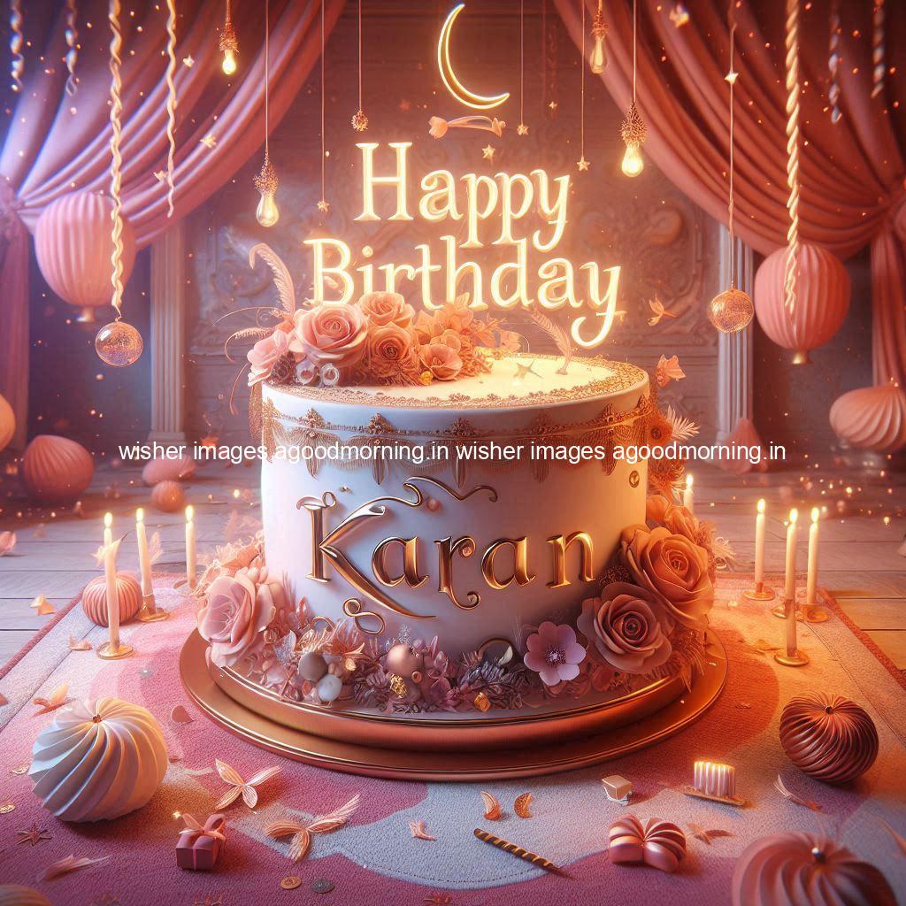 happy birthday name happy birthday karan beautiful background with cakes