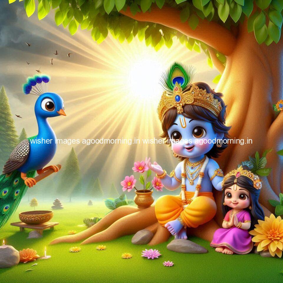 krishna-cartoon-images-hd-wallpapers-beautiful-garden-with-sun-rise-behind-he-krishna-ji-with-peacock-are-seating-10-960x960 105+ krishna Cartoon Images HD Wallpapers Free Download