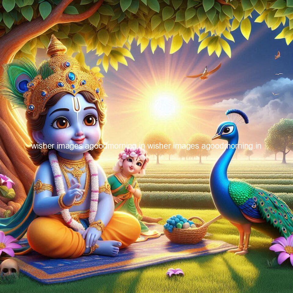 krishna-cartoon-images-hd-wallpapers-beautiful-garden-with-sun-rise-behind-he-krishna-ji-with-peacock-are-seating-16-960x960 105+ krishna Cartoon Images HD Wallpapers Free Download