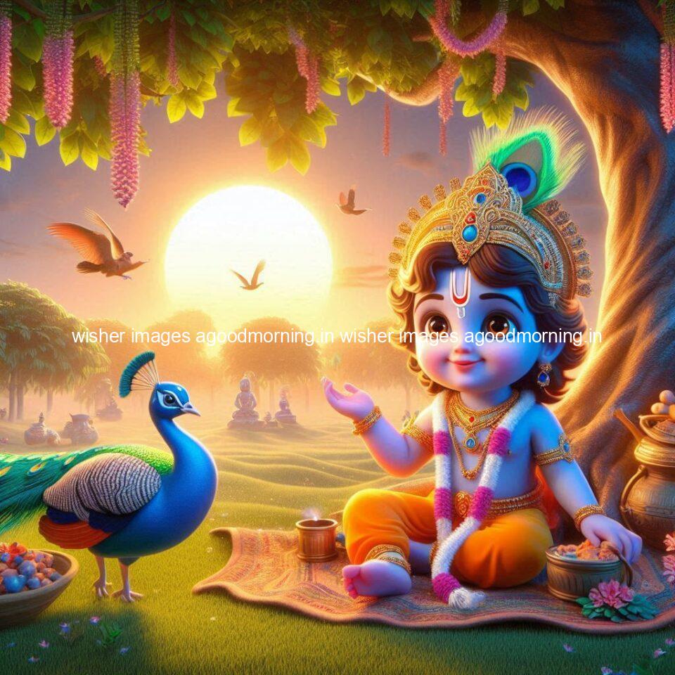 krishna-cartoon-images-hd-wallpapers-beautiful-garden-with-sun-rise-behind-he-krishna-ji-with-peacock-are-seating-39-960x960 105+ krishna Cartoon Images HD Wallpapers Free Download