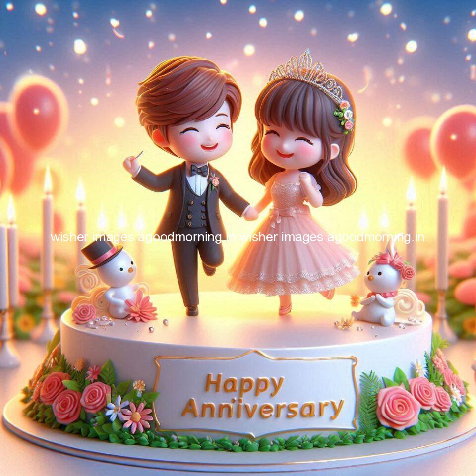 wedding anniversary wishes for couple beautiful cake with couple is enjoy happy anniversary images ()