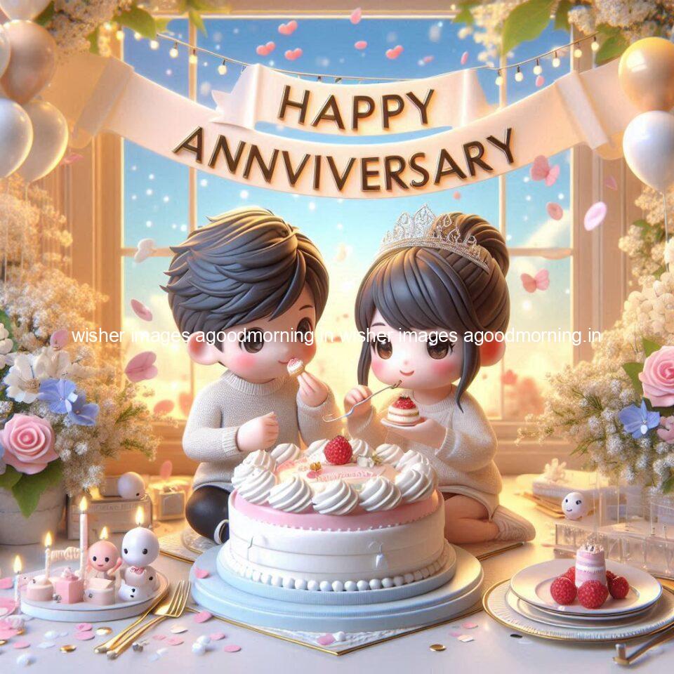 121+ Wedding anniversary wishes for couple Free Download 105 wedding anniversary wishes for couple beautiful cake with couple is enjoy happy anniversary images ()
