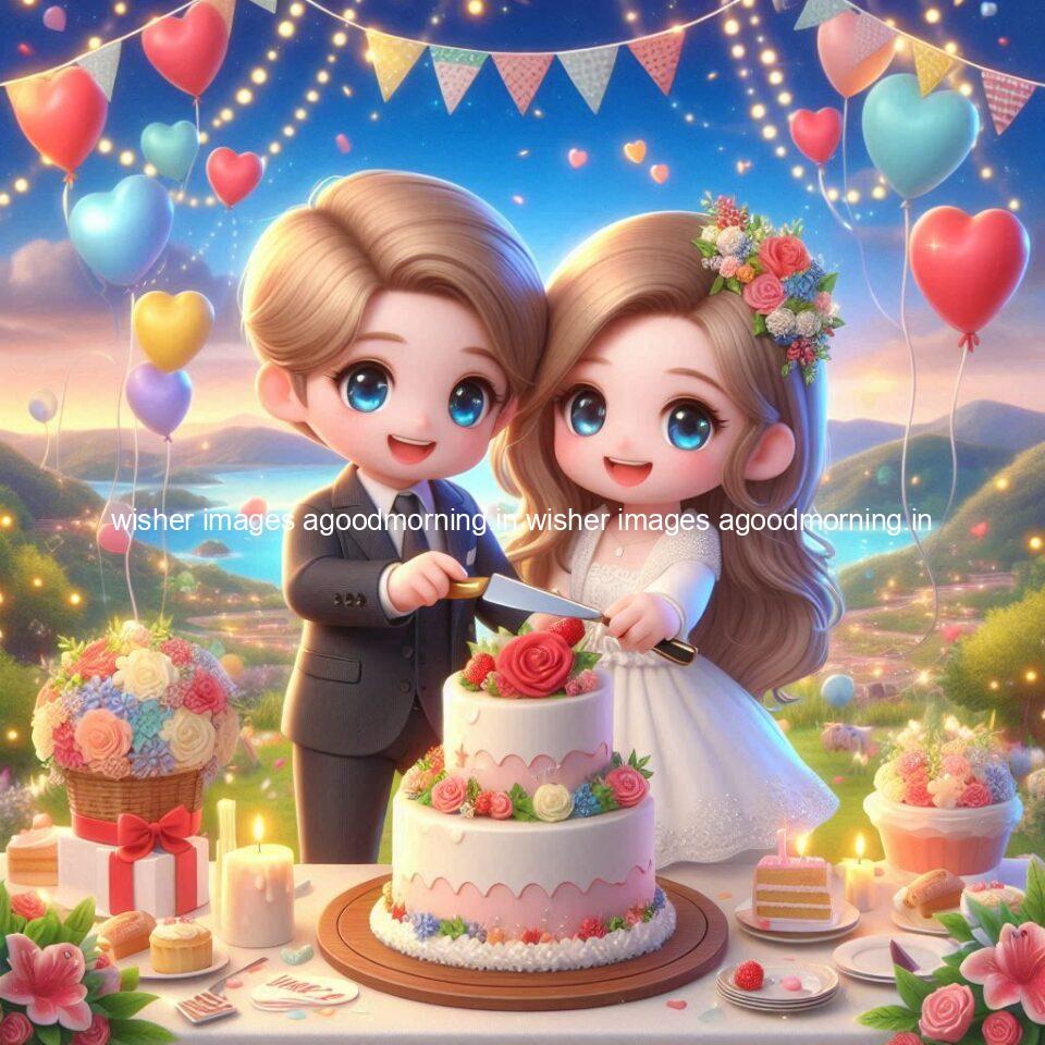 121+ Wedding anniversary wishes for couple Free Download 107 wedding anniversary wishes for couple beautiful cake with couple is enjoy happy anniversary images ()