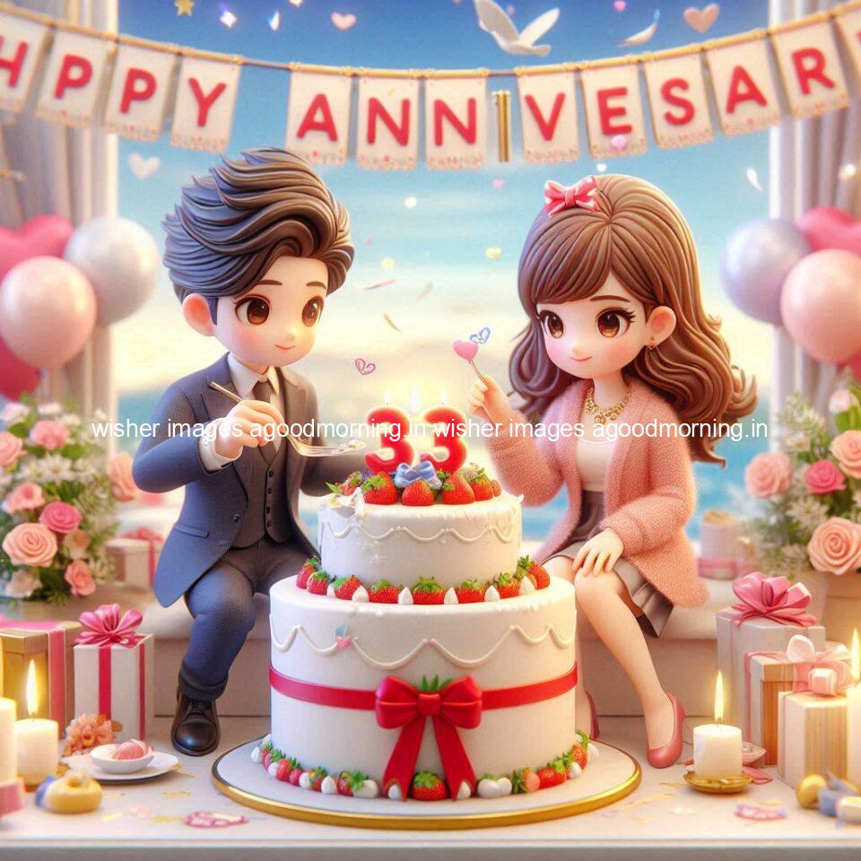 wedding anniversary wishes for couple beautiful cake with couple is enjoy happy anniversary images ()