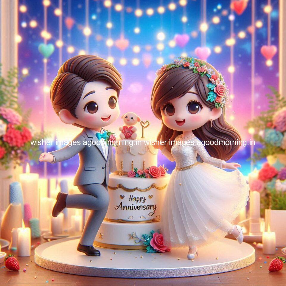 wedding anniversary wishes for couple beautiful cake with couple is enjoy happy anniversary images ()