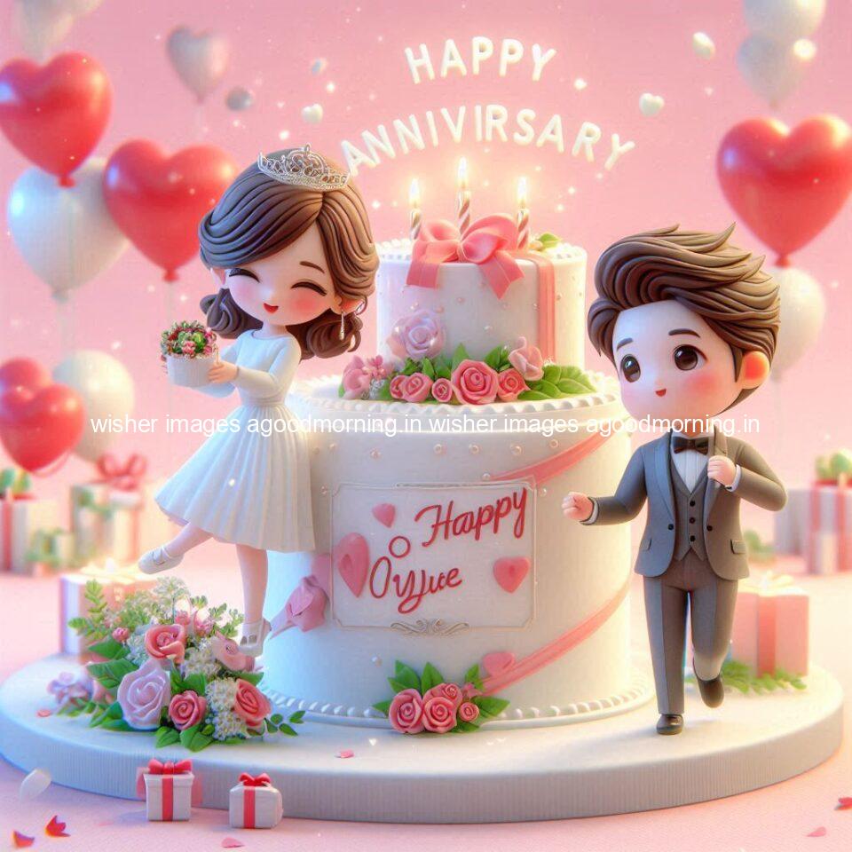 wedding anniversary wishes for couple beautiful cake with couple is enjoy happy anniversary images ()