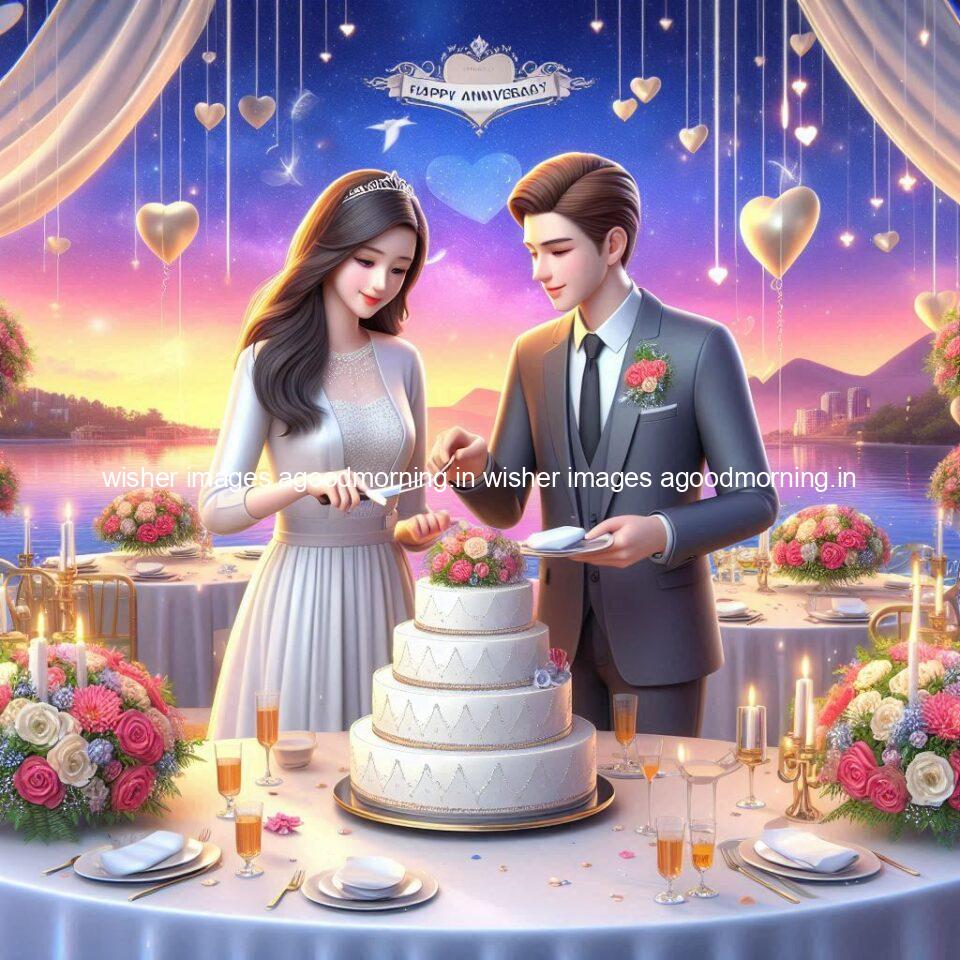 121+ Wedding anniversary wishes for couple Free Download 49 wedding anniversary wishes for couple beautiful cake with couple is enjoy happy anniversary images ()