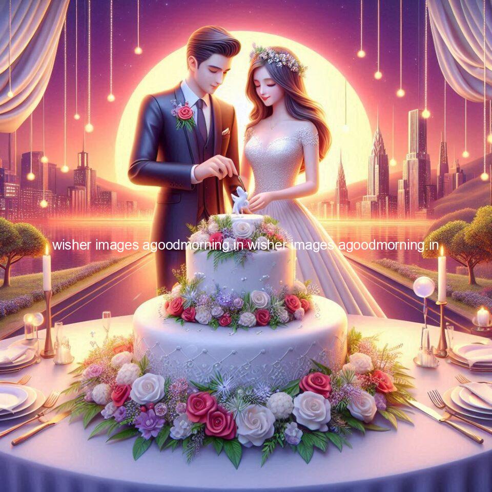 121+ Wedding anniversary wishes for couple Free Download 58 wedding anniversary wishes for couple beautiful cake with couple is enjoy happy anniversary images ()