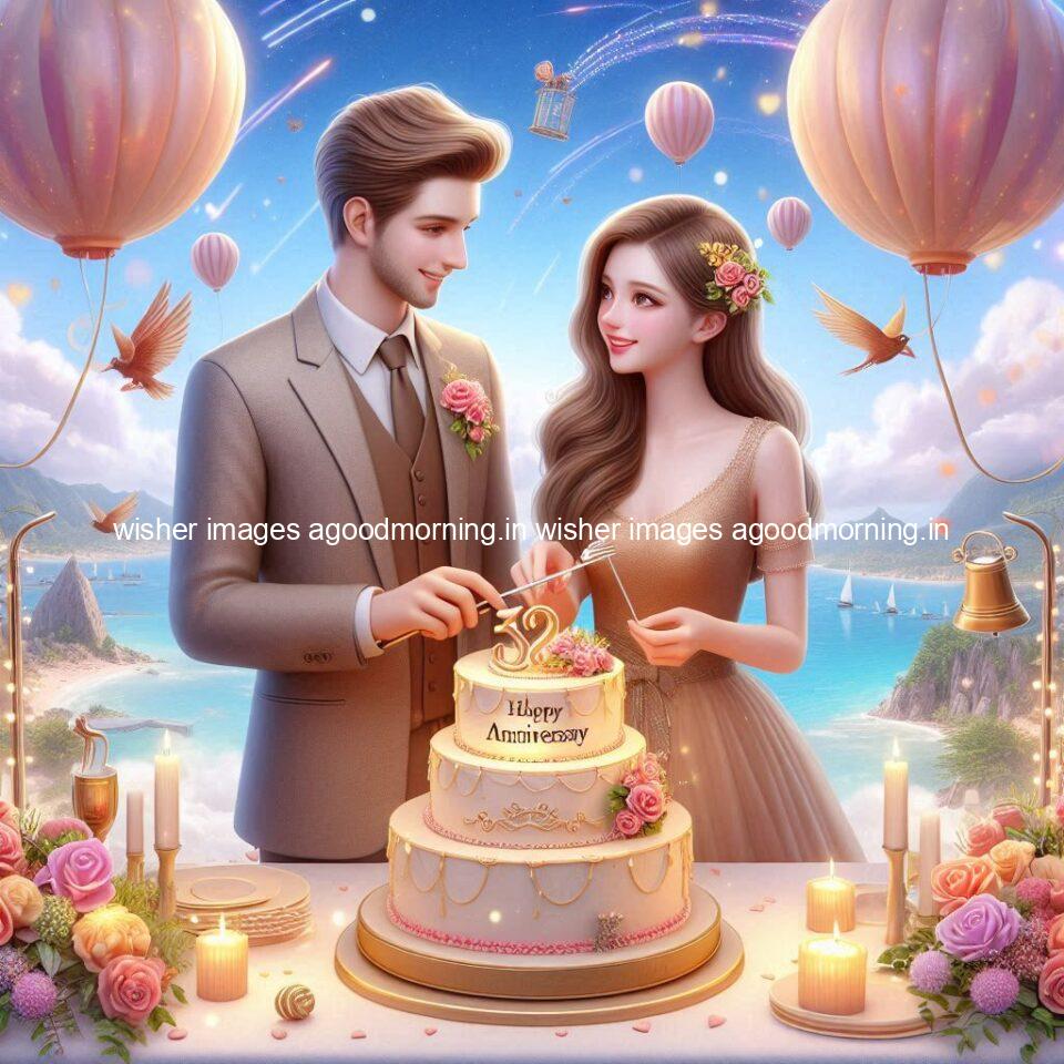 wedding anniversary wishes for couple beautiful cake with couple is enjoy happy anniversary images ()