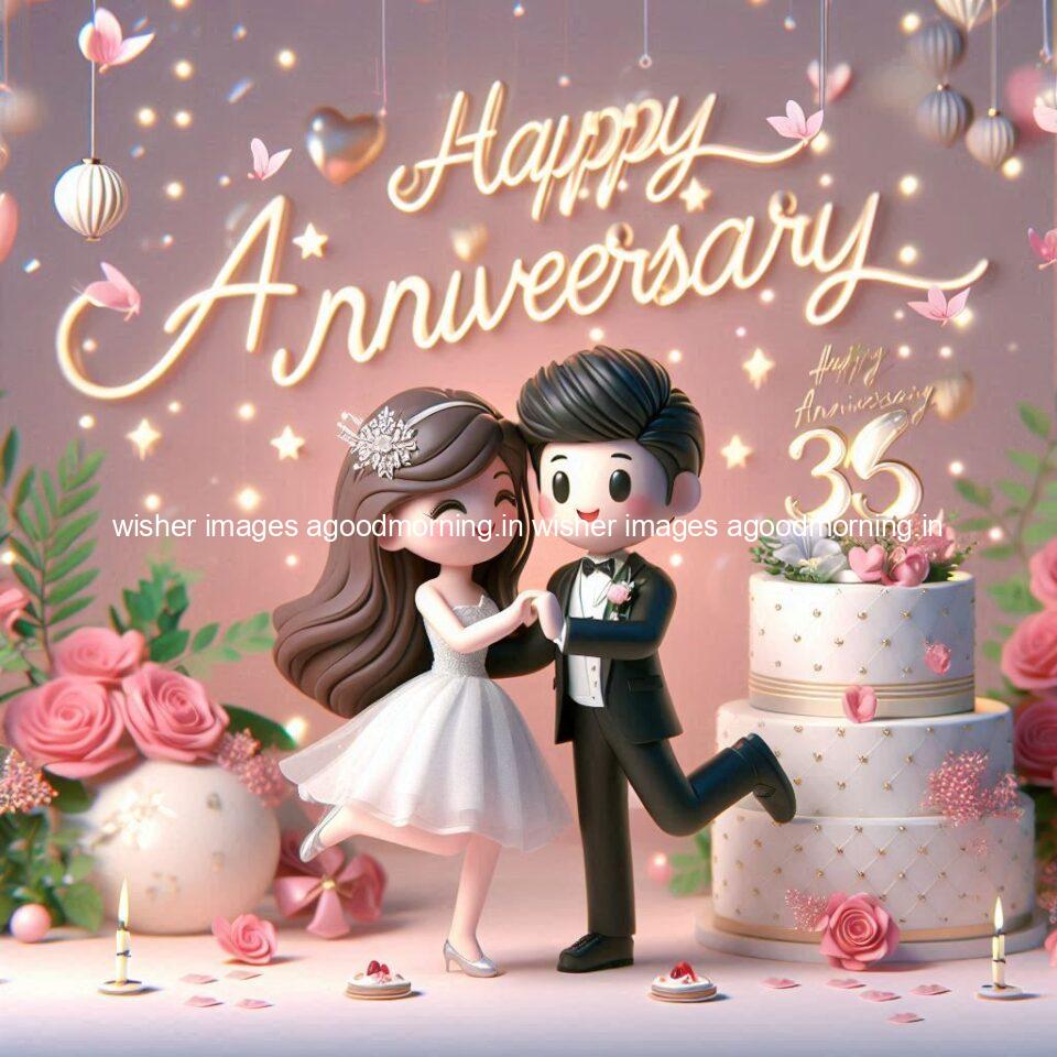121+ Wedding anniversary wishes for couple Free Download 84 wedding anniversary wishes for couple beautiful cake with couple is enjoy happy anniversary images ()
