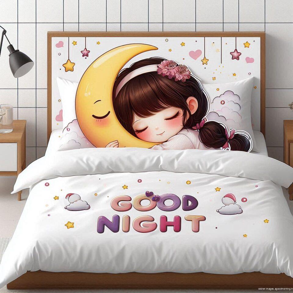 Good night images with sleeping boy and girl sleeping vibes with good night colourful beautiful background ()