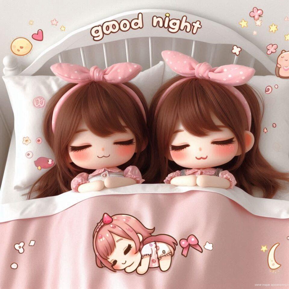 Good night images with sleeping boy and girl sleeping vibes with good night colourful beautiful background ()