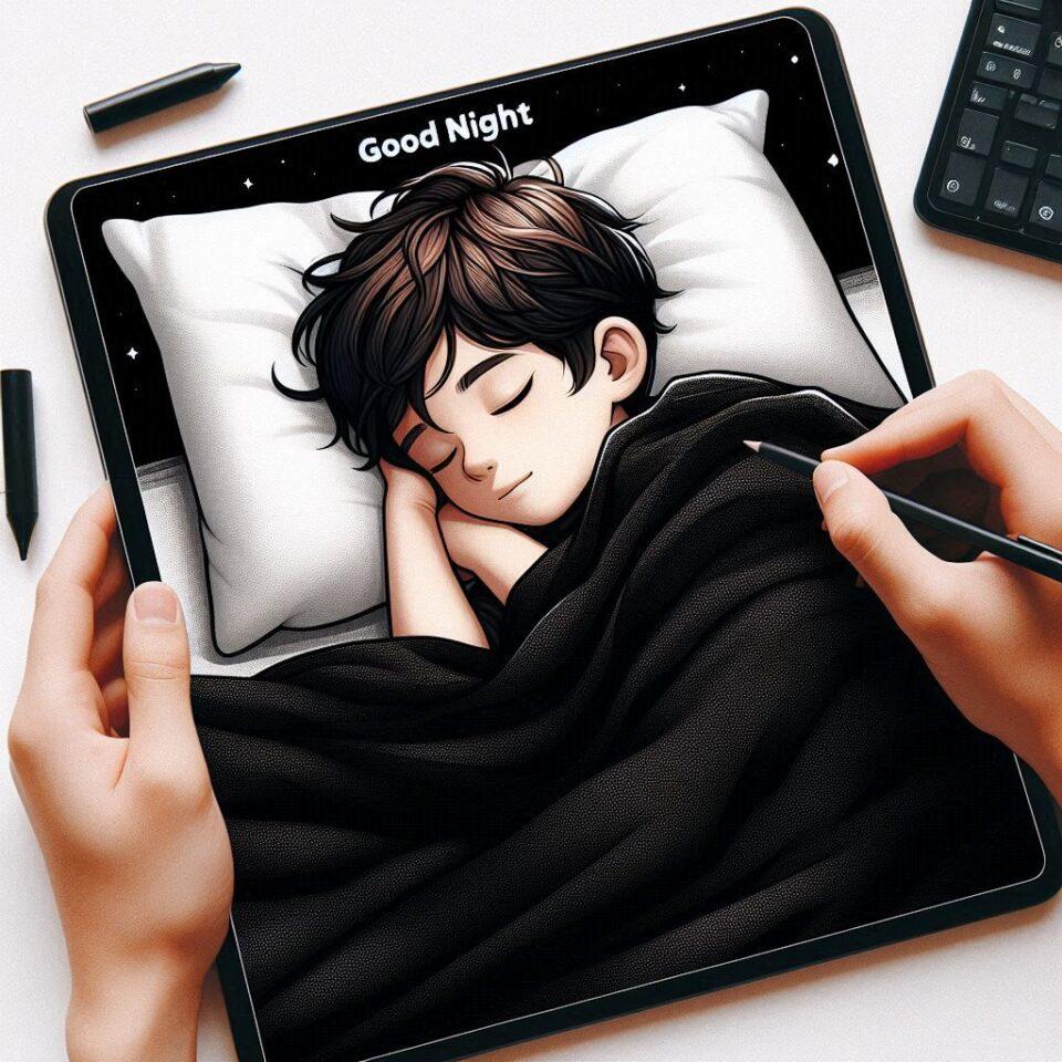 Good night images with sleeping 2024 40 Good night images with sleeping boy and girl sleeping vibes with good night colourful beautiful background ()