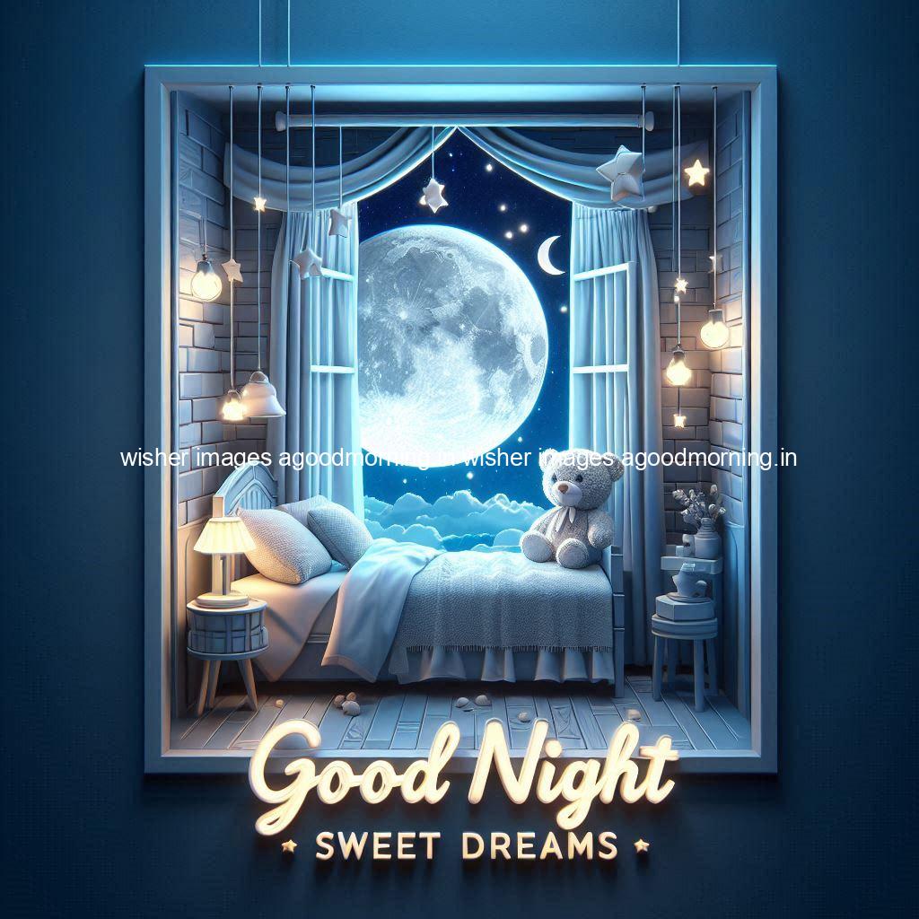 good-night-sweet-dreams-images-hd-with-taddy-bear-blue-colour-vibes-love-vibes-blue-background_0-1 140+ Good Night Sweet Dream Images HD Free Download