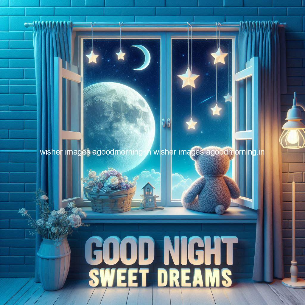 good-night-sweet-dreams-images-hd-with-taddy-bear-blue-colour-vibes-love-vibes-blue-background_111 140+ Good Night Sweet Dream Images HD Free Download