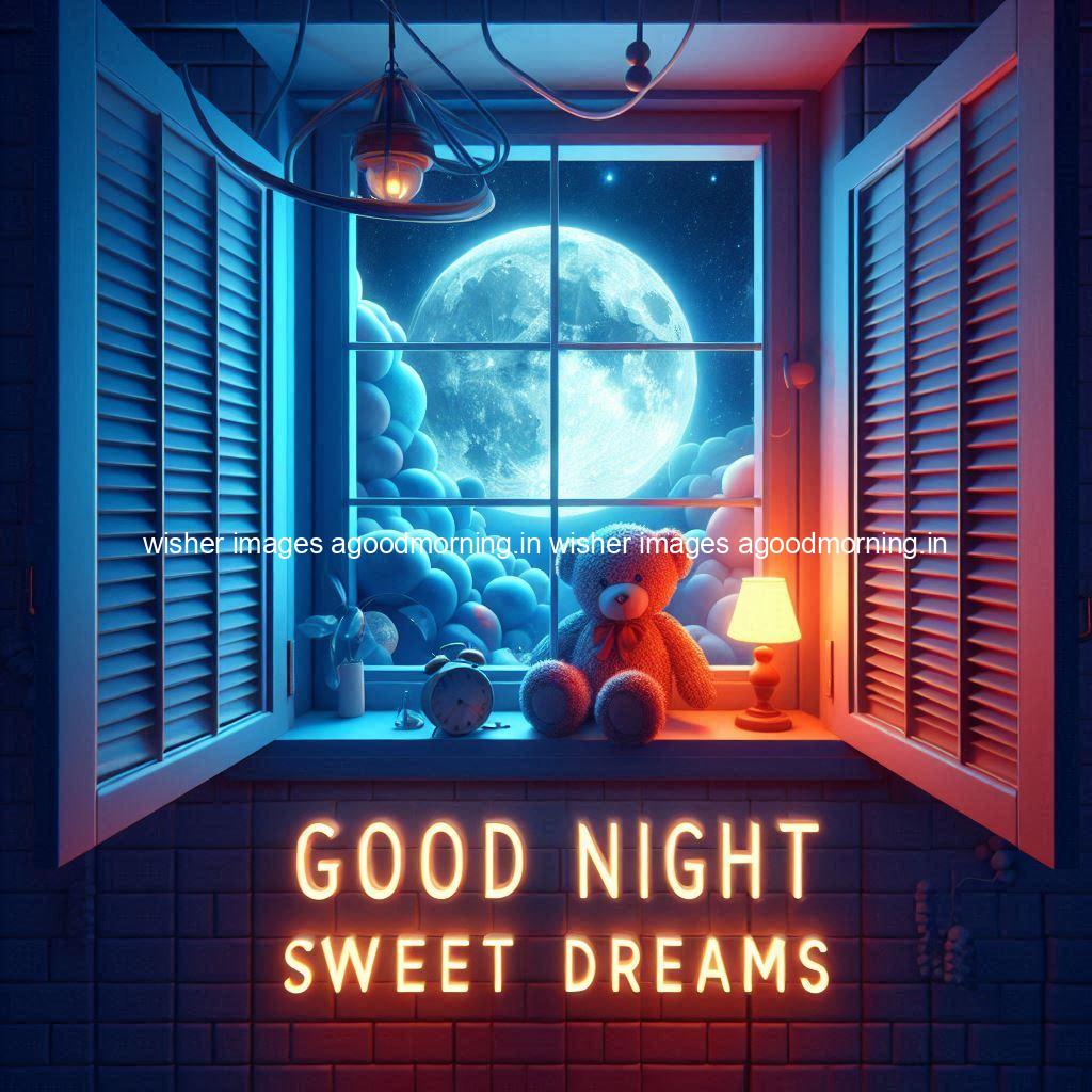 good-night-sweet-dreams-images-hd-with-taddy-bear-blue-colour-vibes-love-vibes-blue-background_121 140+ Good Night Sweet Dream Images HD Free Download