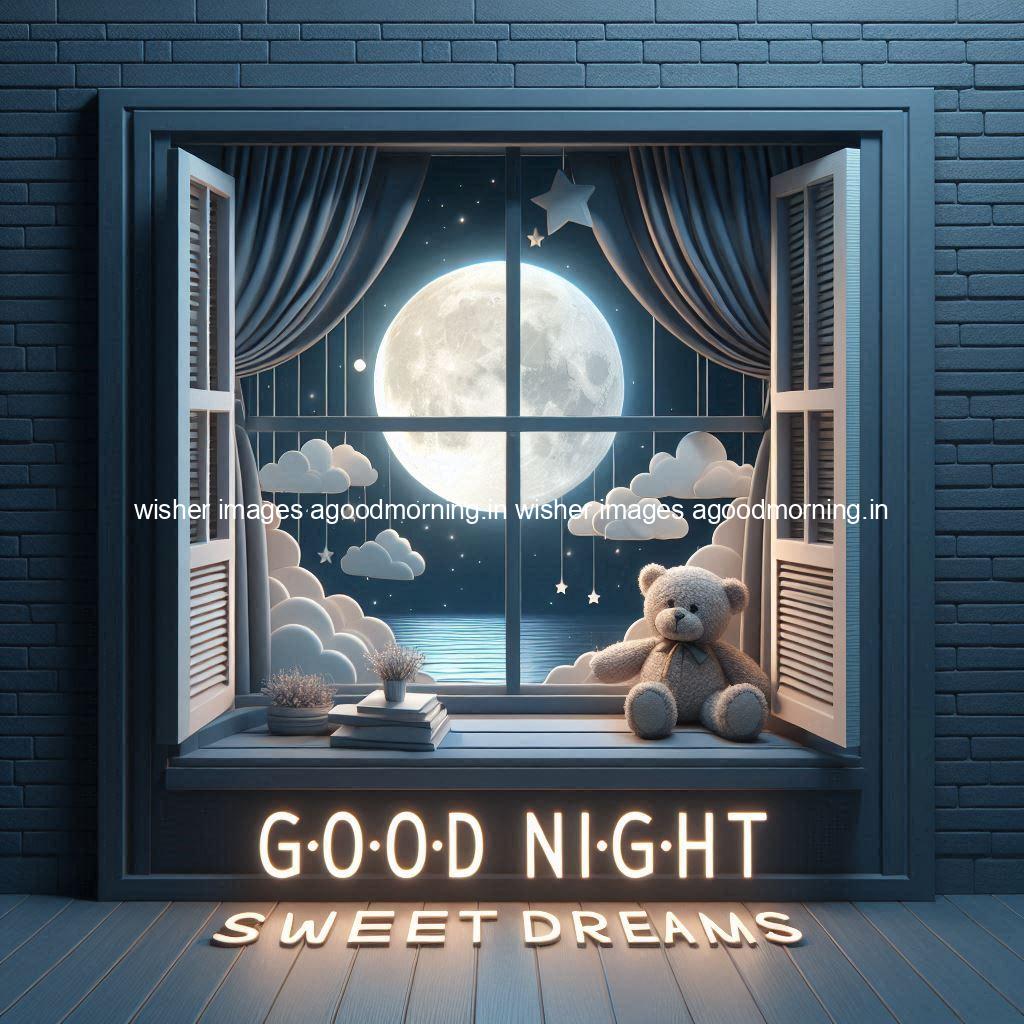 good-night-sweet-dreams-images-hd-with-taddy-bear-blue-colour-vibes-love-vibes-blue-background_21-1 140+ Good Night Sweet Dream Images HD Free Download