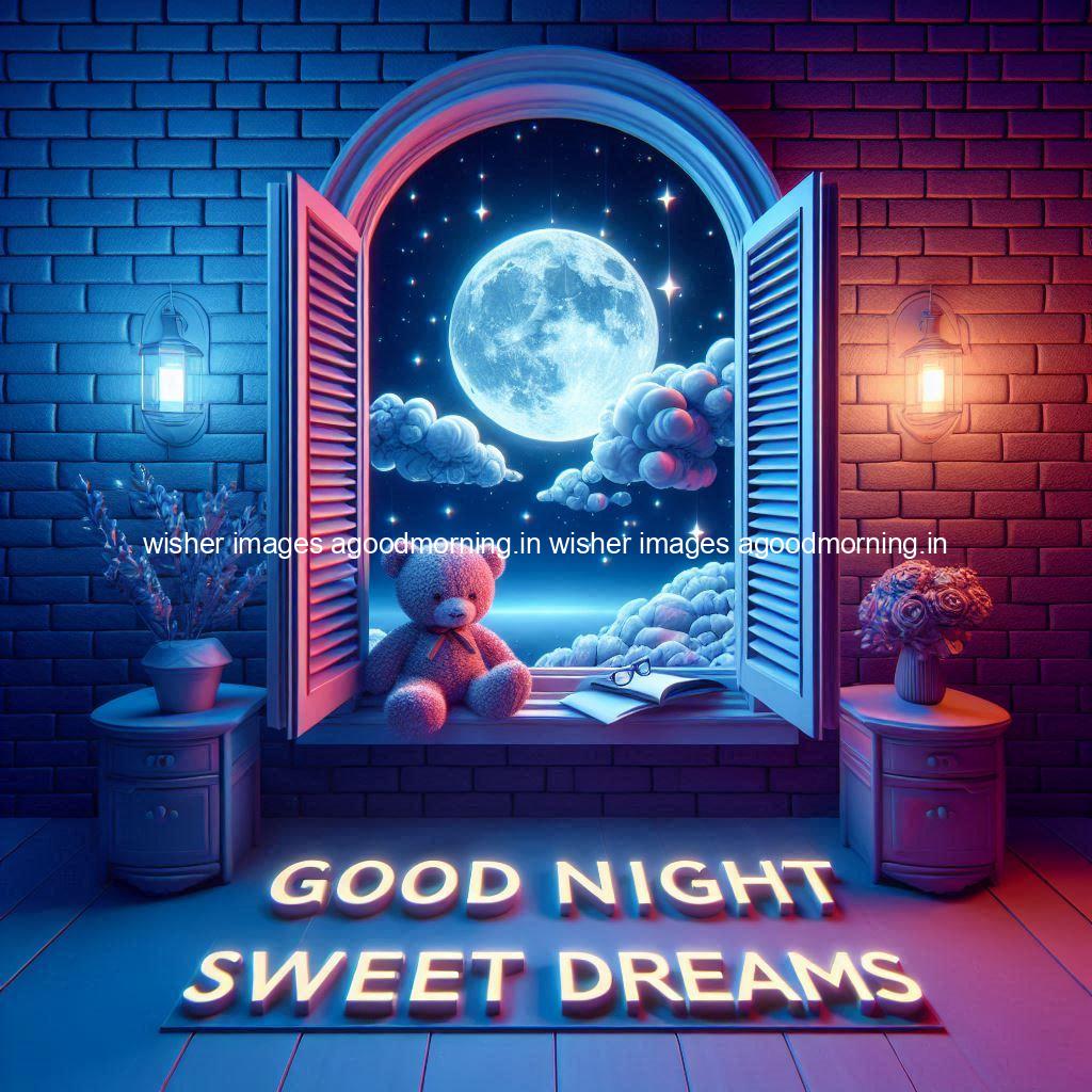 good-night-sweet-dreams-images-hd-with-taddy-bear-blue-colour-vibes-love-vibes-blue-background_26 140+ Good Night Sweet Dream Images HD Free Download