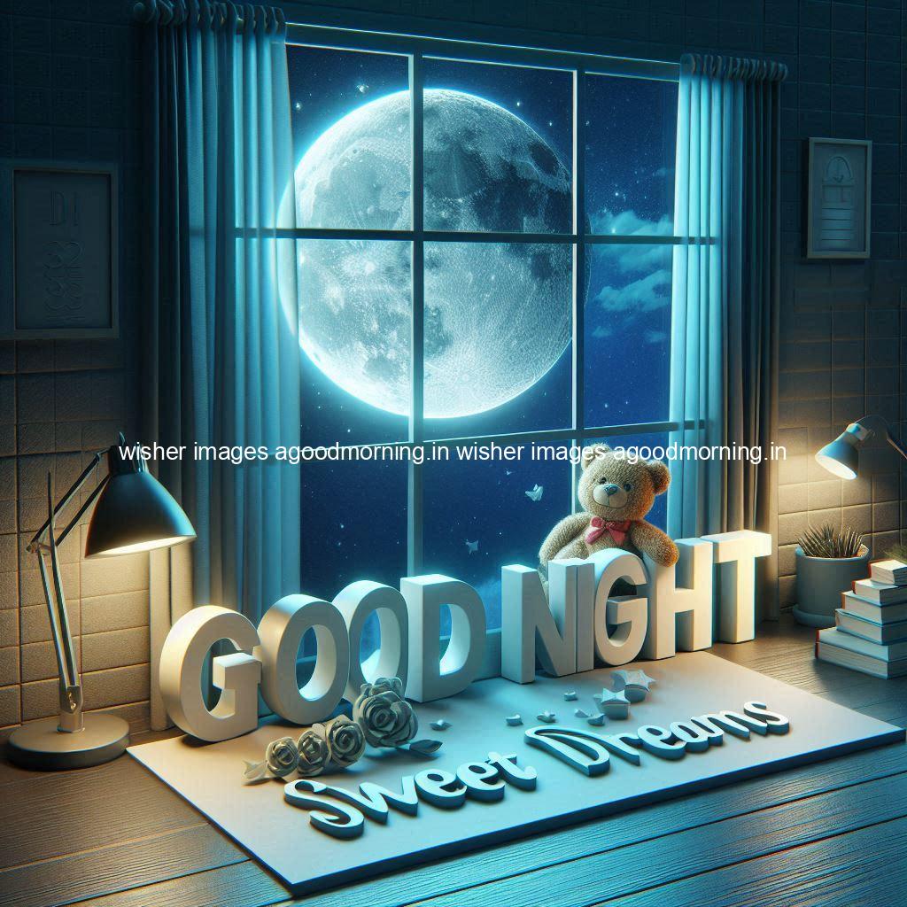 good-night-sweet-dreams-images-hd-with-taddy-bear-blue-colour-vibes-love-vibes-blue-background_33-1 140+ Good Night Sweet Dream Images HD Free Download