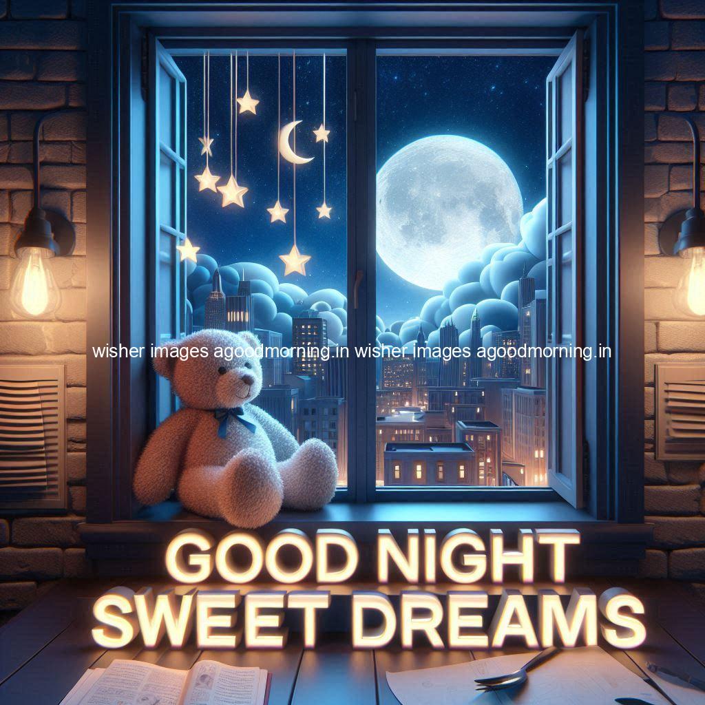 good-night-sweet-dreams-images-hd-with-taddy-bear-blue-colour-vibes-love-vibes-blue-background_37 140+ Good Night Sweet Dream Images HD Free Download