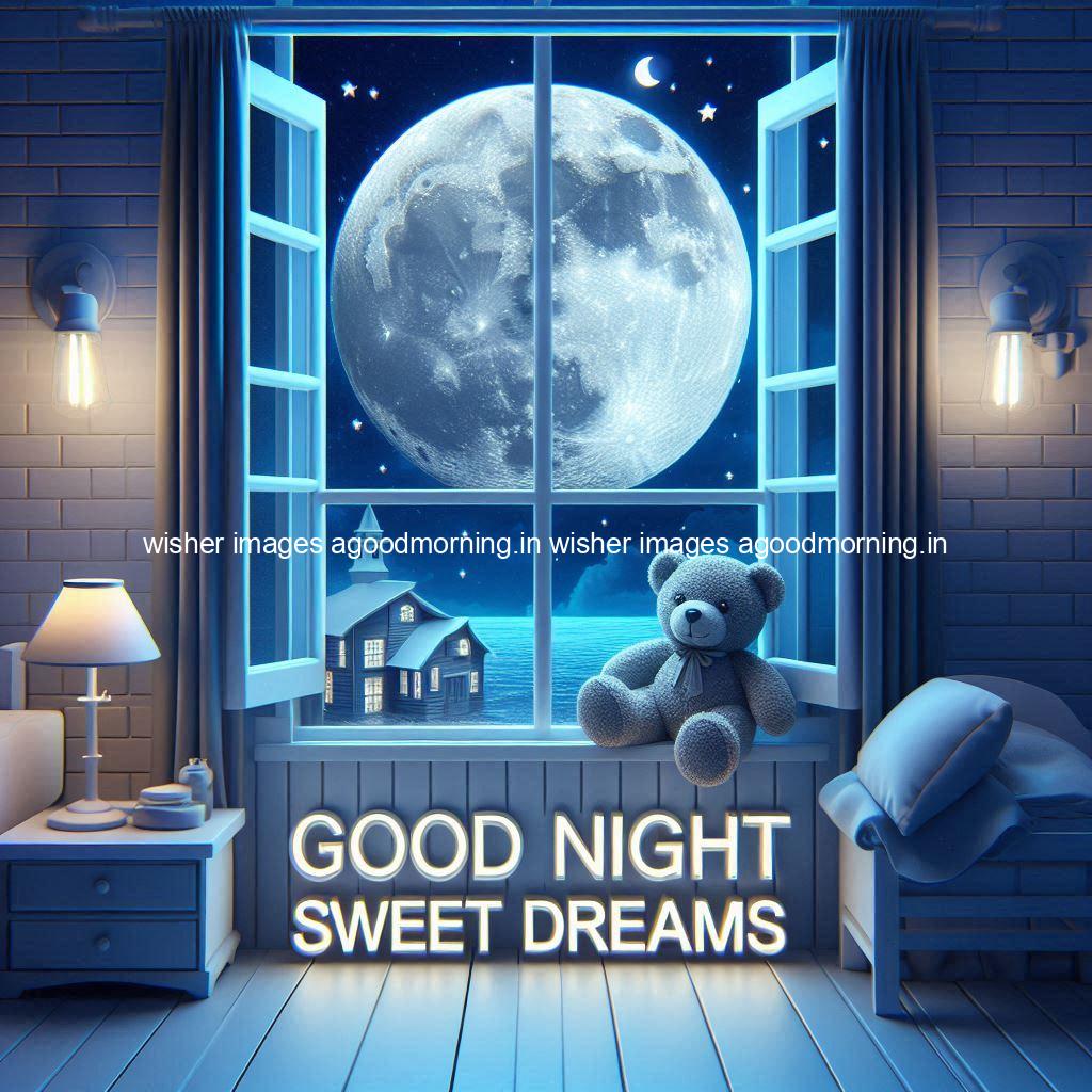 good-night-sweet-dreams-images-hd-with-taddy-bear-blue-colour-vibes-love-vibes-blue-background_46-1 140+ Good Night Sweet Dream Images HD Free Download